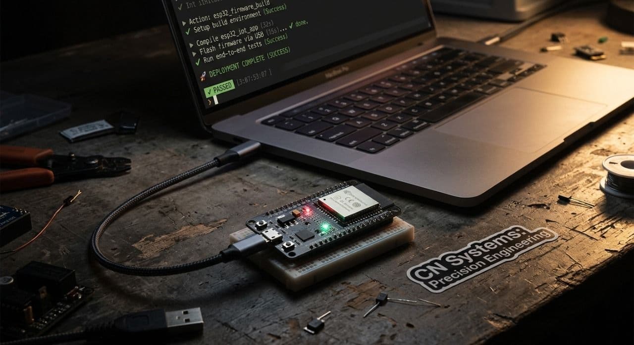 Firmware CI/CD pipeline ESP32 PlatformIO GitHub Actions hardware testing